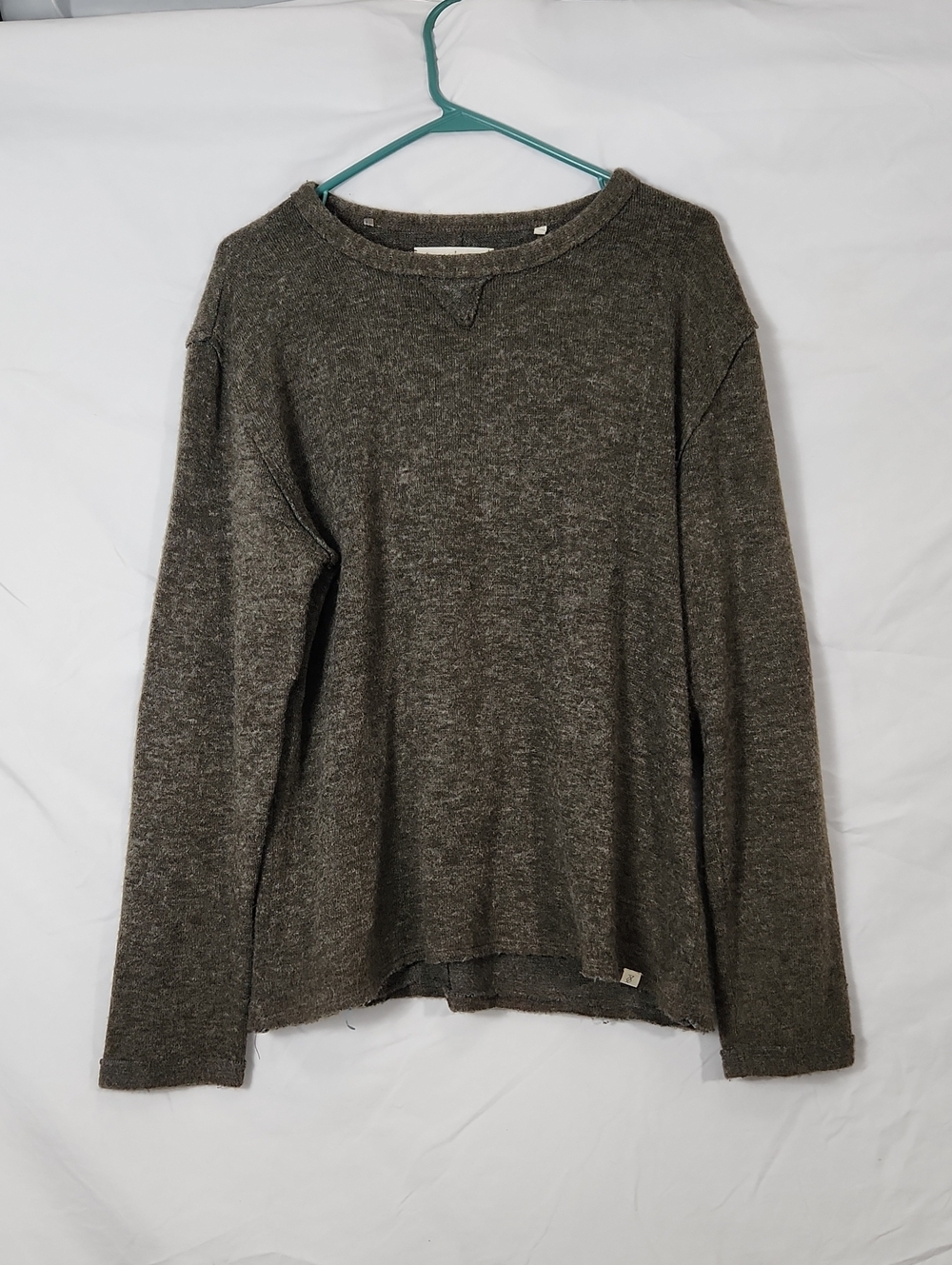7 Diamonds Long Sleeve Heathered Olive Crewneck Sweater
